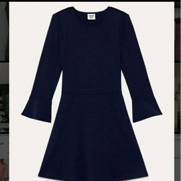 Sunday Best Dresses & Skirts - Aritzia Sunday Best Peyton Pure Indigo 3/4 Bell Sleeves Ribbed Knit Dress Size M
